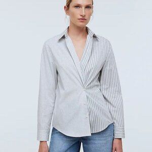 Madewell With A Twist Crossover Button Down Poplin Shirt